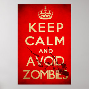 Houd rustig en vermijd zombies poster