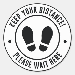 Houd uw afstand ronde sticker