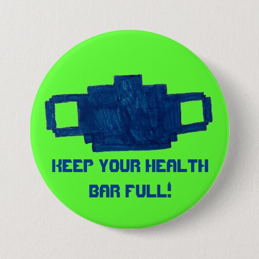 Houd uw gezondheidsbalk volledig pixelmasker ronde button 7,6 cm (Voorkant)