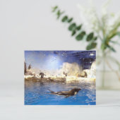 Houd uw hoofd omhoog/Cute Swimming Penguin Briefkaart (Staand voorkant)
