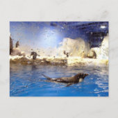 Houd uw hoofd omhoog/Cute Swimming Penguin Briefkaart (Voorkant)