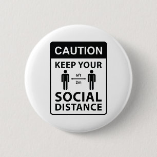 Houd uw sociale afstand ronde button 5,7 cm