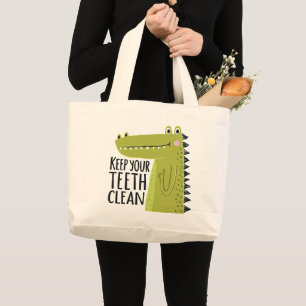 Houd uw tanden schoon grote tote bag