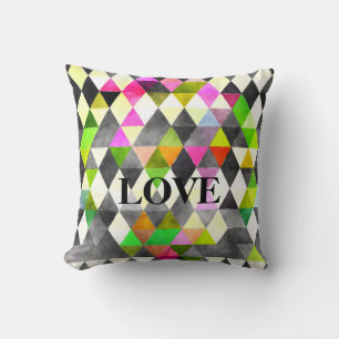 Houd van Abstracte geometrische driehoeken Kussen