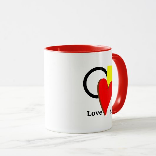 Houd van alle vormen en kleuren vierkant Mok rond  (Voorkant rechts)