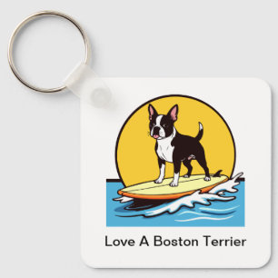 Houd van een Boston Terrier-hond Sleutelhanger