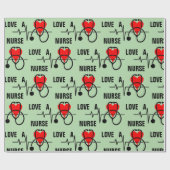 Houd van een Nurse Heart Stethoscoop Design Cadeaupapier (Vlak)