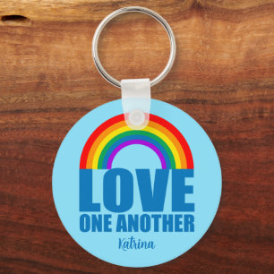 Houd van elkaar Rainbow Christelijke Custom Sleutelhanger