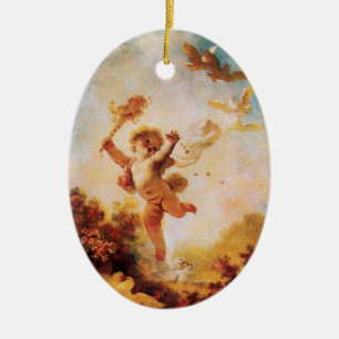 HOUD VAN HET JESTER CUPID MONOGRAM Sinaasappel Aga Keramisch Ornament