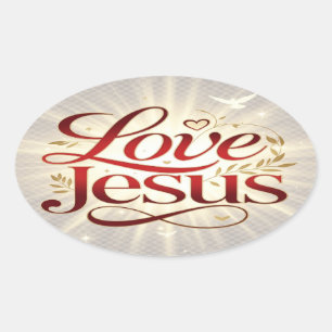 Houd van Jezus Ovale Sticker
