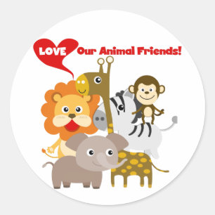 Houd van Onze Dierlijke Vrienden Ronde Sticker