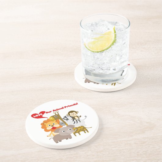 Houd van Onze Dierlijke Vrienden Zandsteen Onderzetter (Zijkant)