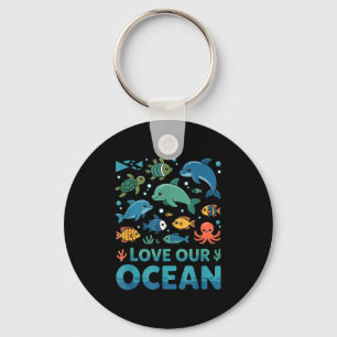 Houd van onze oceaan - zee dieren zeeleven sleutelhanger