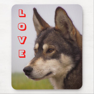Houd van Siberische Husky Puppy Hond Muismat