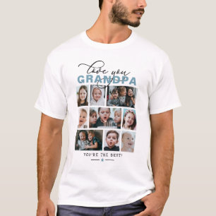 Houd van uw opa/Grampa/andere 9-fotoaangepaste tek T-shirt