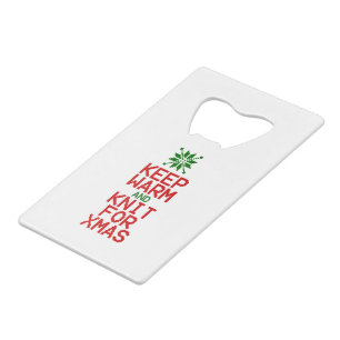 Houd Warm en Knit voor Kerstmis Kredietkaart Flessenopener
