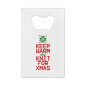 Houd Warm en Knit voor Kerstmis Kredietkaart Flessenopener (Achterkant)