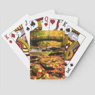 Houden Bridge en Creek in Herfst Pokerkaarten
