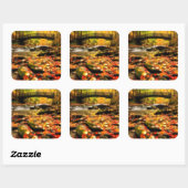 Houden Bridge en Creek in Herfst Vierkante Sticker (Vel)