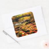 Houden Bridge en Creek in Herfst Vierkante Sticker (Envelop)