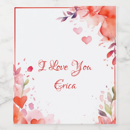 houden van | Aangepaste naam | Valentijnsdag Wijn Etiket (Enkel label)