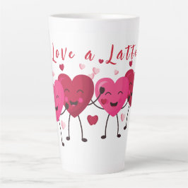 houden van een latte flauw, vrolijk hart roze en r latte mok