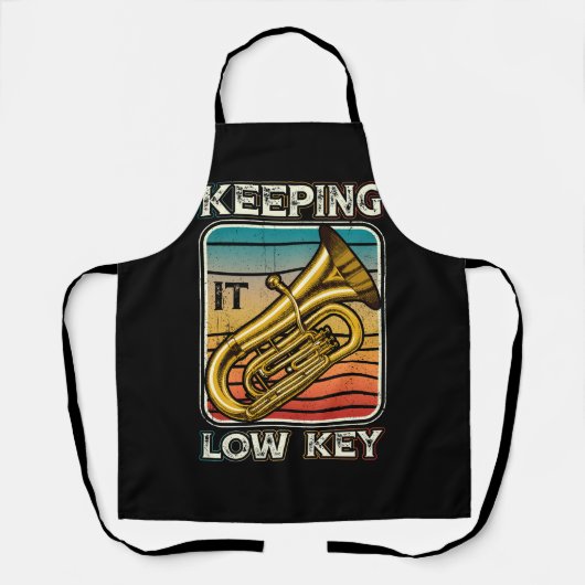 Houdend het lage zeer belangrijke instrument tuba schort (Voorkant)