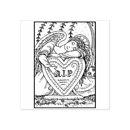 HOUDENDE GARDIAN ANGEL, CEMETERY RUBBER STAMP 	RUBBERSTEMPEL (Afrduk)