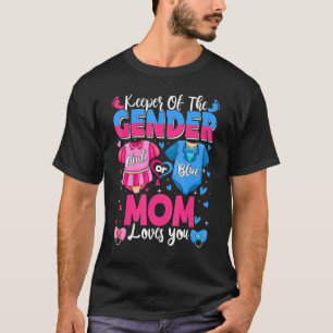 Houder van de gender mam houdt van roze of blauwe t-shirt