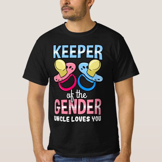 Houder van de gender oom houdt van je Baby shower. T-shirt (Voorkant)