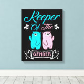 Houder van de Genderroze en Blauwe Teddy Bear Canvas Afdruk (Insitu (Houten vloer))