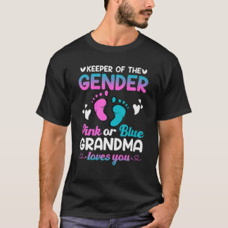 Houder van de genderroze of blauwe oma houdt van j t-shirt