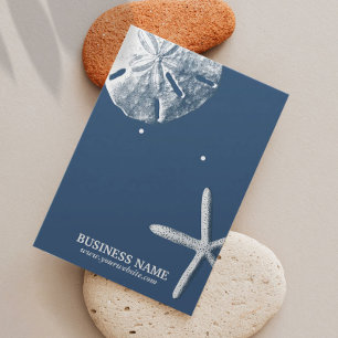 Houder van de marineblauw Starfish & Sand Dollar Visitekaartje
