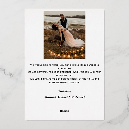 Houder van trouwkaart met gouden folie bedankt folie uitnodiging (Achterkant)