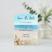 Houders op het strand bruiloft sparen de datum briefkaart (Staand voorkant)