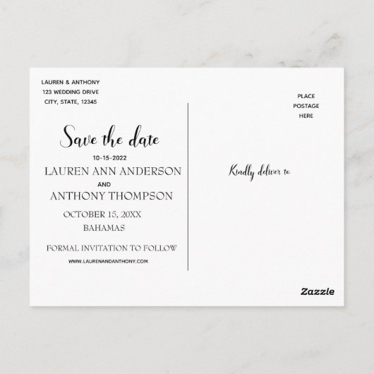 Houders op het strand bruiloft sparen de datum briefkaart (Achterkant)