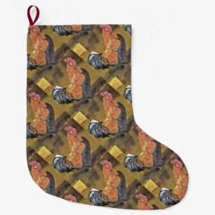 Houding van Farmyard Rooster Art Grote Kerstsok