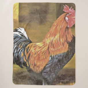 Houding van Farmyard Rooster Art Sherpa Deken