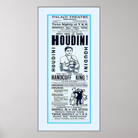 Houdini ~ Handcuff King ~  Magicisch Poster (Voorkant)