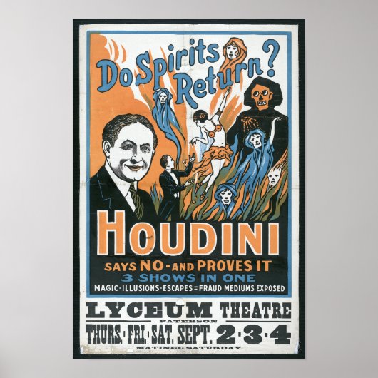 Houdini SPirits Return Magic Show Poster (Voorkant)
