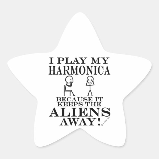 Houdt Aliens Away Harmonica Star Sticker tegen (Voorkant)