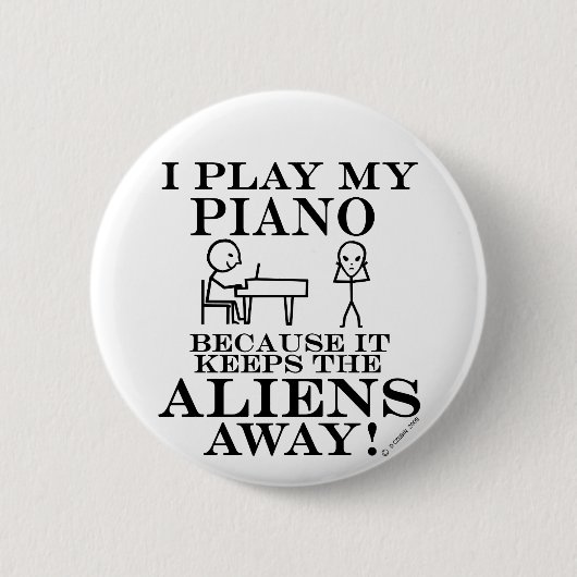 Houdt Aliens Away Piano tegen Ronde Button 5,7 Cm (Voorkant)
