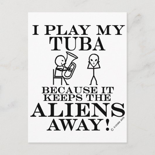 Houdt Aliens Away Tuba tegen Briefkaart (Voorkant)