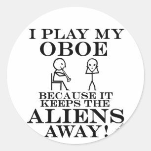 Houdt Aliens op weg naar Oboe Ronde Sticker