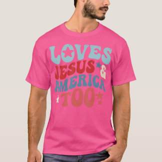 Houdt ook van Jezus en Amerika op 4 juli Groovy Go T-shirt