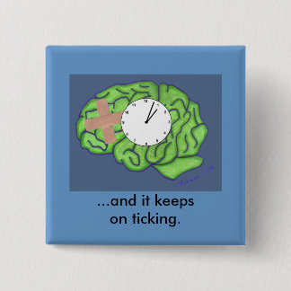 "Houdt op tikkende" knoop Vierkante Button 5,1 Cm