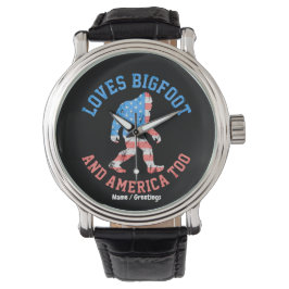 Houdt van Bigfoot en Amerika Te Patriotisch Amerik Horloge