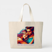 Houdt van hartslag grote tote bag (Achterkant)