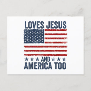 Houdt van Jesus en Amerika te God Christelijk 4th  Briefkaart