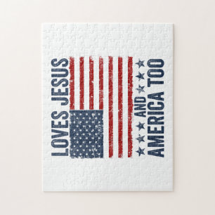 Houdt van Jesus en Amerika te God Christelijk 4th Legpuzzel
